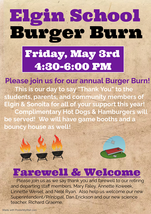 Annual Burger Burn Event flyer