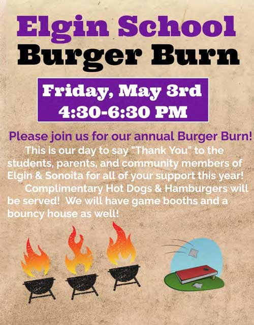 Elgin School Burger Burn Flyer